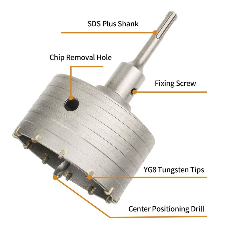 Meccion Carbide Hole Saw Drill Bit, Tungsten Tips Hollow Hole