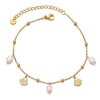 Frigotine Dainty Gold Shell Pearl Charm Ankle Bracelet for Women