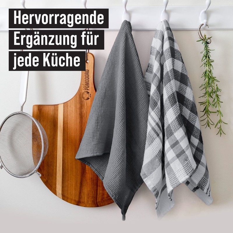 Chef Pomodoro Tea Towels, Cotton Tea Towels, Kitchen Towels, Grey