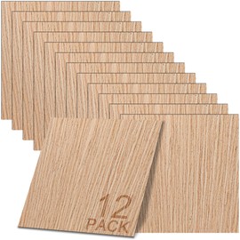 GSCIT Club 12 PCS Red Oak Wood Veneer, 12 inch x 12 inch Wood Edge Banding Pre-glued Flexible, Veneer Tape Banding for Cabinet Repair Furniture Restoration