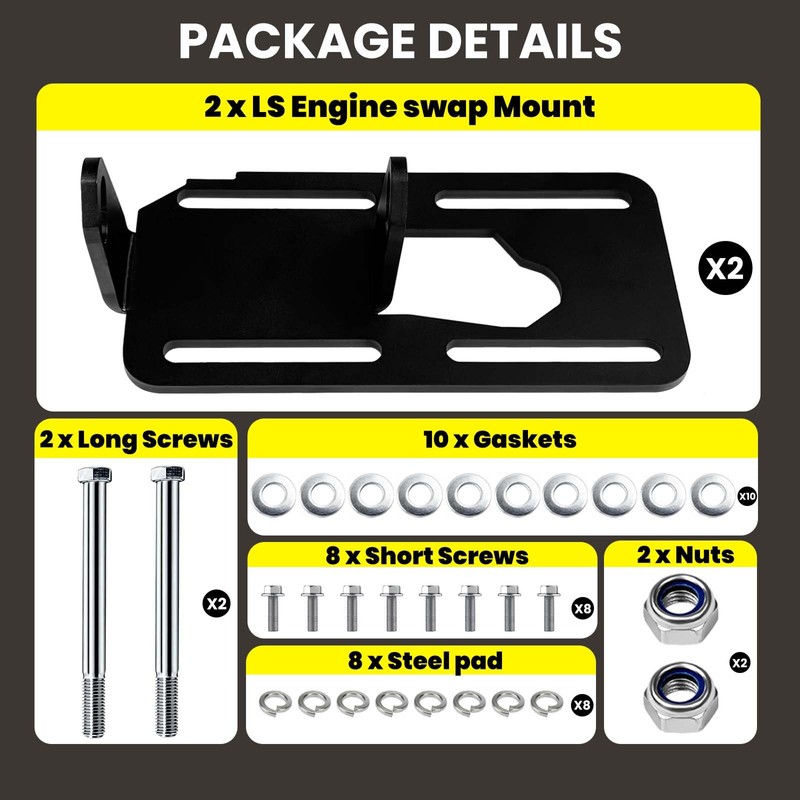 LS Swap Motor Mounts Compatible with 1973-1998 Square Body /