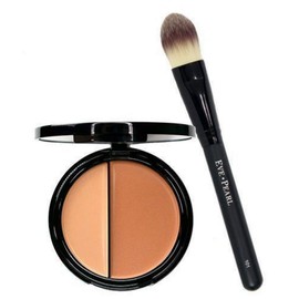 EVE PEARL HD Dual Foundation Full Coverage Long Lasting Non Greasy Vitamin E Skincare And 101 Foundation Brush Set Makeup Kit (Medium)