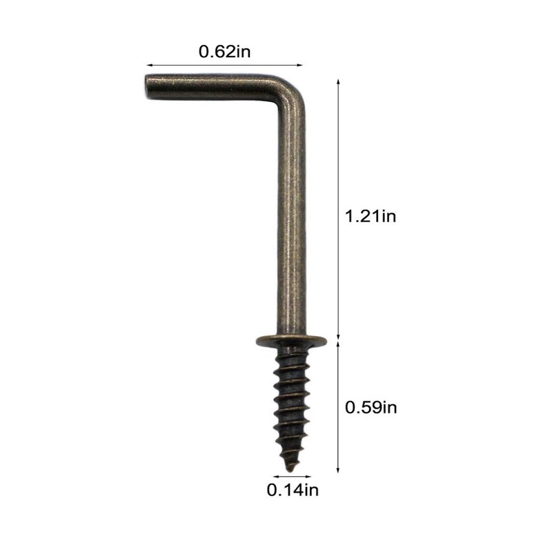 IDEALSV Antique Brass 1-1/4 Inch L Shape Screw Hooks -
