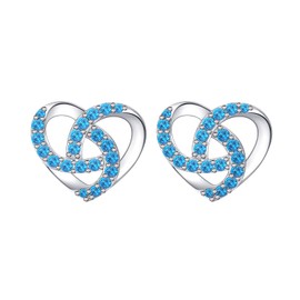 December Tanzanite Heart Birthstone Earrings 925 Sterling Silver Celtic Heart Light Blue Cubic Zirconia Dec Birthstone Stud Earrings for Women Girls Teen