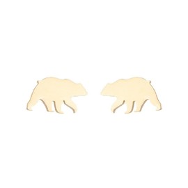 Polar Bear Stud Earrings Stainless Steel Cute Animal Tiny Earrings for Women and Men Jewelry-Gold
