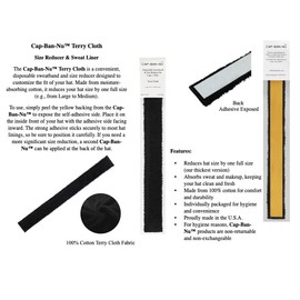Cap-Ban-Nu Black Terry Cloth Disposable Sweatband and Size Reducer for Hats (3 Pack)