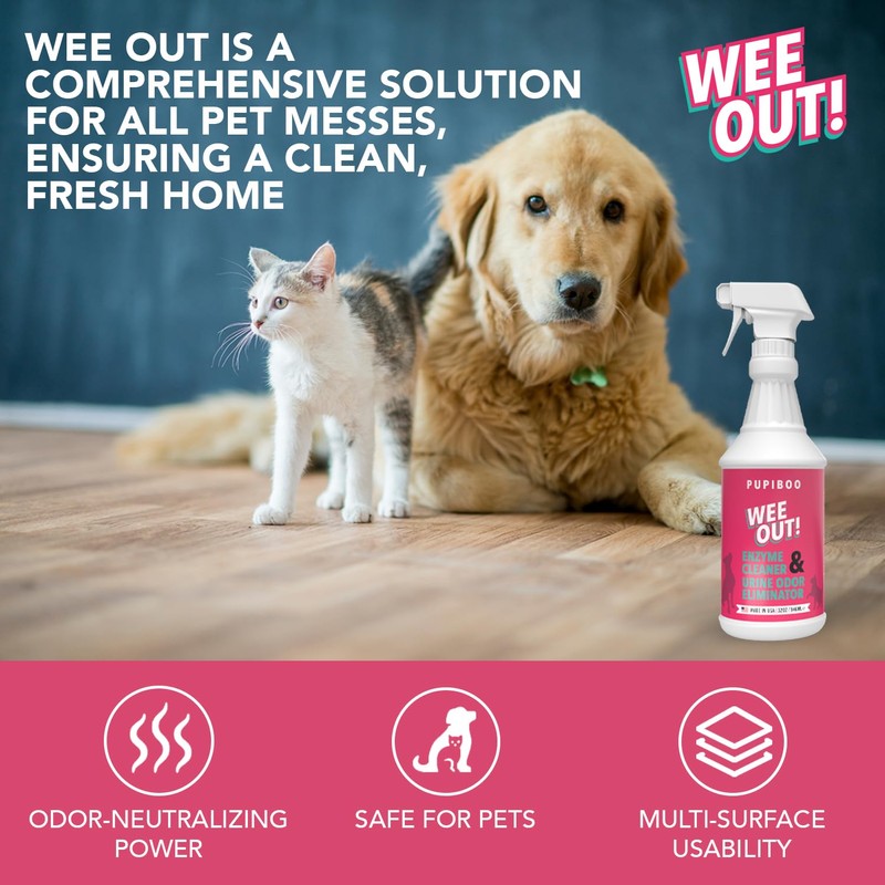 PUPIBOO Wee Out Pet Urine Enzyme Cleaner, Stain and Odor