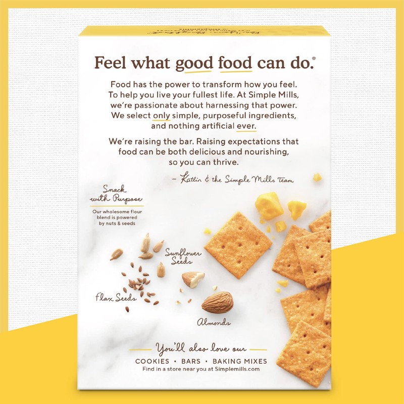 Simple Mills Farmhouse Cheddar Almond Flour Crackers, Gluten Free, Flax