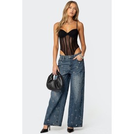 Jainie Grommet Low Rise Jeans - Color: BLUE WASHED, Size: M