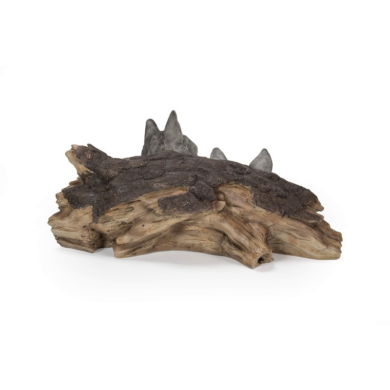 Hi-Line Gift Grey Wolf Cubs Hiding Under Log Statue