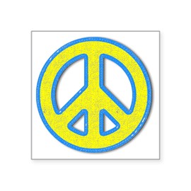 CafePress Ukraine Flag Ukrainian Pride Peace Symbol Sticker Square Bumper Sticker Car Decal