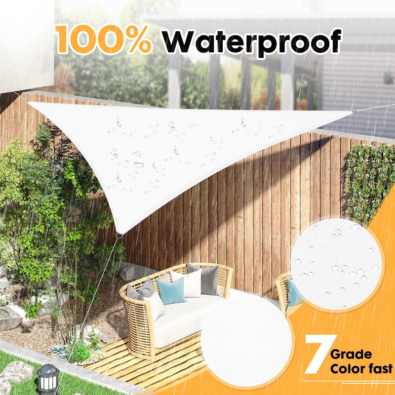 15' x 15' x 15' Sun Shade Sail, Triangle Waterproof