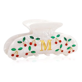 Fohufo Teen Girl Gifts Trendy Stuff - Letter Cherry Hair Claw Clips, Fashion Accessories Claw Clips Durable Hair Clips, Birthday Gifts for Teens Daughter Sister Christmas Gifts, Letter M