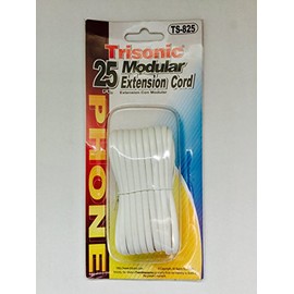 White 25 ft Telephone Phone Extension Cord Cable Line Wire by Trisonic