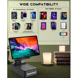 Sonrinss Wireless Bluetooth Speakers with Phone Stand： Portable Cell Phone Holder with Bluetooth Speaker for Home,Office,Outdoor，Gifts for Men Women (Black Grey)