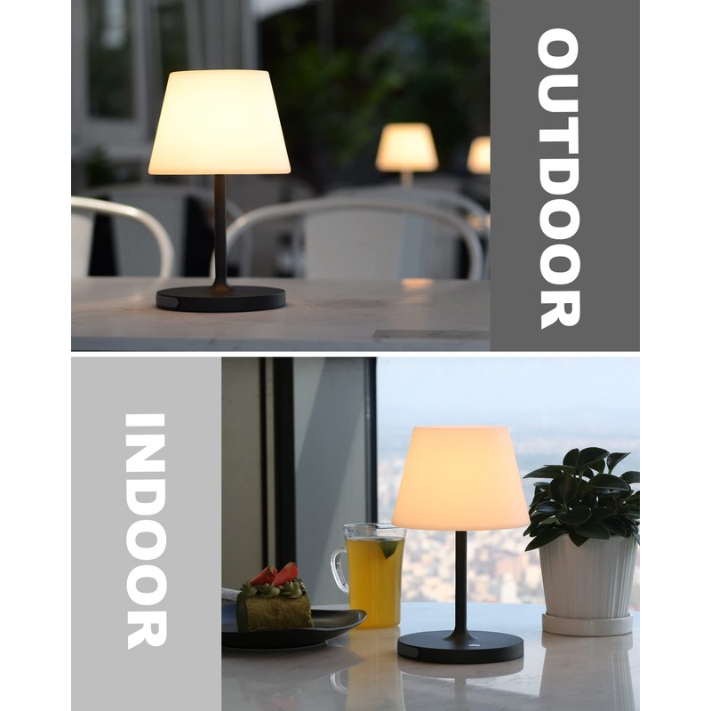 WEILAILUX Outdoor Battery Operated Table Lamp Waterproof, 4000mAh Cordless Table