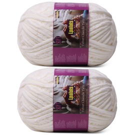 Lpalats Chunky Chenille Yarn for Crocheting - 2x200g Baby Blanket Yarn for Crocheting Soft - 350 Yards Fluffy Thick Plush Yarns for Knitting Blankets Amigurumi (2, Milk White)