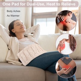 SuzziPad Microwavable Heating Pads for Discomfort Reducing, 7x16 Heating Pad Microwavable, Muscle Ache, Soothing Fatigue for Neck and Shoulder, Rice Heating Pad Microwavable, Warm Compress, Beige