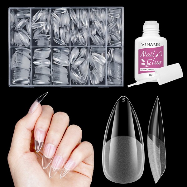 Almond Nail Tips, Venares 500 Pcs Half Matte Short Nail
