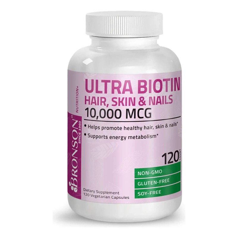 Suplemento Nutricional Biotina Bronson 10,000 mcg 120 Cápsulas Vegano