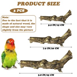 PINVNBY 3 Sizes Natural Bird Perches Wooden Parakeet Perches Bird Perches for Cage Parrot Chewing Stick Paw Grinding Exercise Training Bird Cage Accessories for Budgies Conures Cockatiels Lovebirds