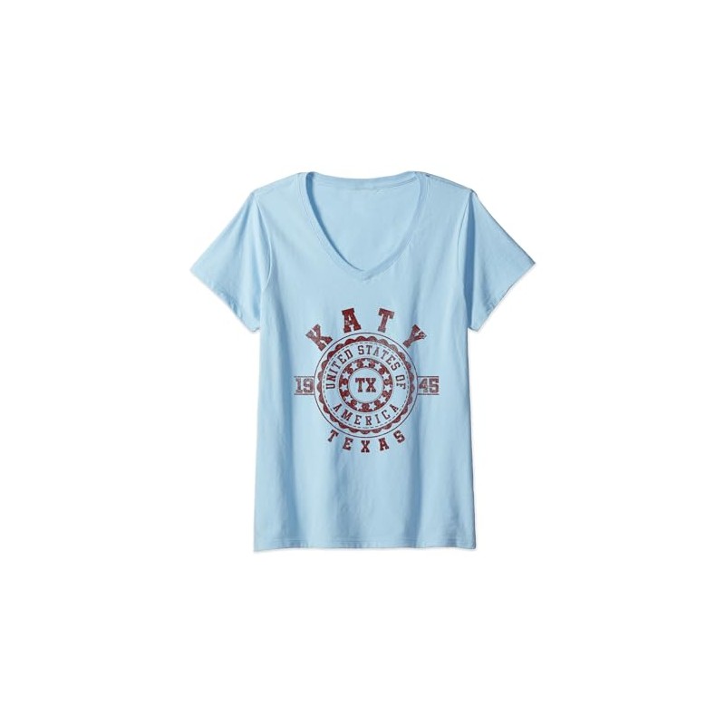 Damen Katy TX | Texas Souvinier Geschenk T-Shirt mit V-Ausschnitt