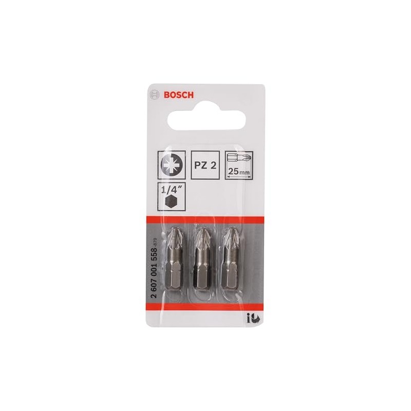 Bosch Professional Bit Extra-Hart für Pozidriv-Kreuzschlitzschrauben (PZ2, Länge: 25 mm,