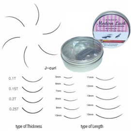 Modern Lash EyeLash Extensions J - Curl Lashes .2mm Thick 1.0 gram Choose Length (10mm Long)
