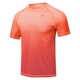 Huayuzh Men's UV Shirt Rash Guard T-Shirt Swimming Shirt Quick-Drying Lightweight Breathable Surfing Fishing Hiking Top, 11 gradient colour: orange