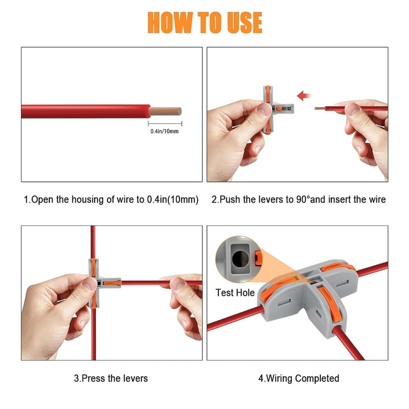 SNOKAY 20Pcs T-Shape Lever Nut Wire Connector, Compact Wire Conductor