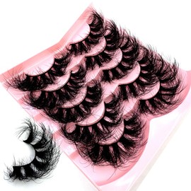 HBZGTLAD 5 Pairs 25mm 10D Faux Mink Lashes Bulk Fluffy Natural False Eyelashes Thick Dramatic Faux Mink Eyelashes Makeup tools Wholesale (QD-3)