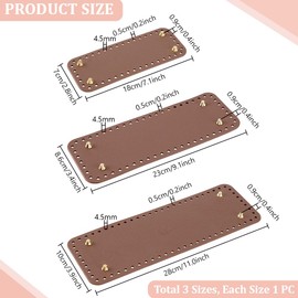 PH PandaHall 3 Sizes Leather Purse Bottom for Crochet, Brown Rectangle Crochet Bags Bottom Shaper Knitting Crochet Base with Holes for Handbag Purse Tote Shoulder Crossbody Bag Making
