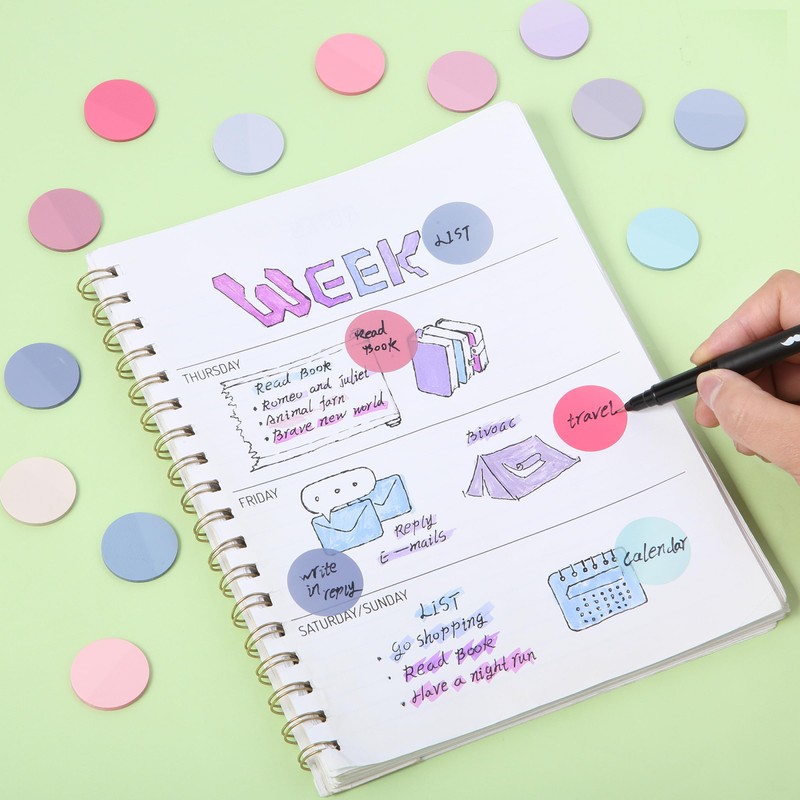 Mr. Pen- Transparent Sticky Note Set, 560Sheets, Colorful, Round Transparent