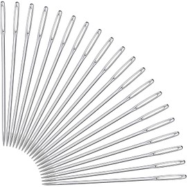 Large-Eye Stitching Needles for Leather Projects with Clear Bottle, 20 Pieces (5.2 cm)