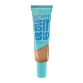 Rimmel London Kind & Free GLOW IT UP Moisturizing Foundation, 201, Classic Beige, Beruhigt empfindliche Haut, Gesund und strahlender Teint, Spendet Feuchtigkeit für den ganzen Tag, 30 ml