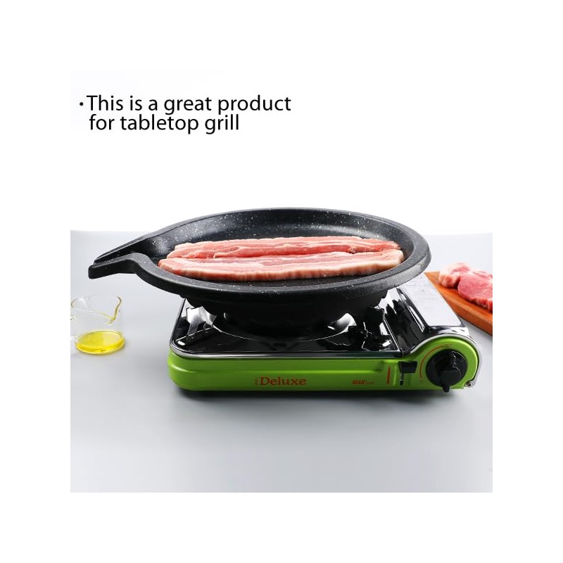 D1KOREA Stovetop Korean BBQ Grill Pan, 15 inch, Cast Aluminum,