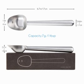 Easyworkz Stainless Steel Long Hollow Handle Coffee Scoop,7g Measuring Spoon for Ground Coffee and Loose Leaf Tea, Brushed Silver