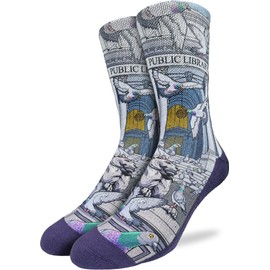 Good Luck Sock Men's Pigeons at the Public Library Socks, Adult, Shoe Size 8-13
