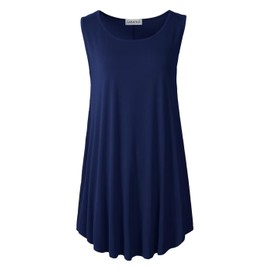 LARACE Camisetas sin mangas para mujer, talla grande, túnica casual, ropa de verano para leggings, Azul marino, L