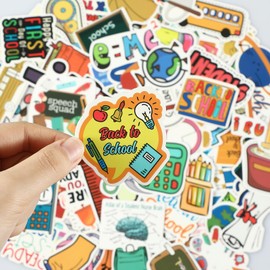 Weekgrat 300 Pcs Back to School Stickers: Multicolor Cartoon Bubble Stickers for Scrapbook, Waterproof Vinyl Stickers for School Supplies, Classroom Decorations