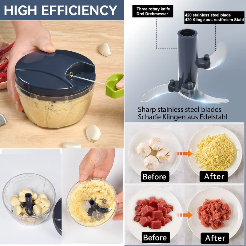 Onion Cutter Manual 500 ml Onion Chopper with Pulley Easy