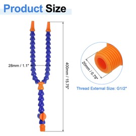 uxcell 2Pcs G1/2" Thread Flexible Water Oil Coolant Pipe Hose, 400mm Plastic Adjustable Round Nozzle Y Shape Cooling Pipe Hose with Switch for Lathe CNC Water Cooling System