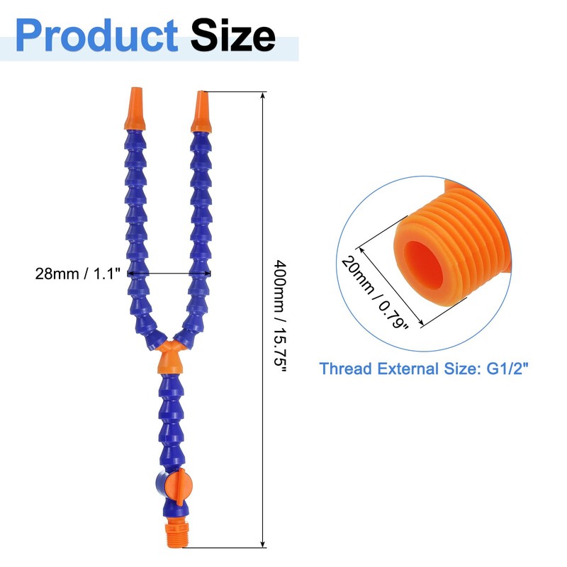 uxcell 2Pcs G1/2" Thread Flexible Water Oil Coolant Pipe Hose,