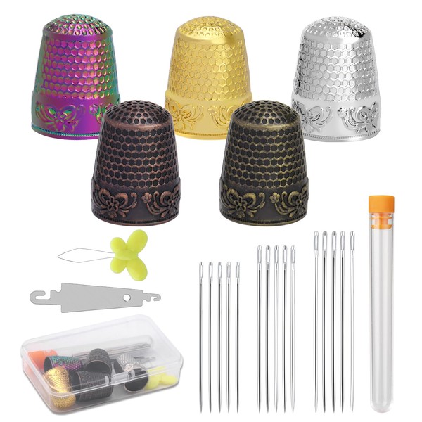 Metal Thimble Set & Large Eye Sewing Needle Kit, Sewing