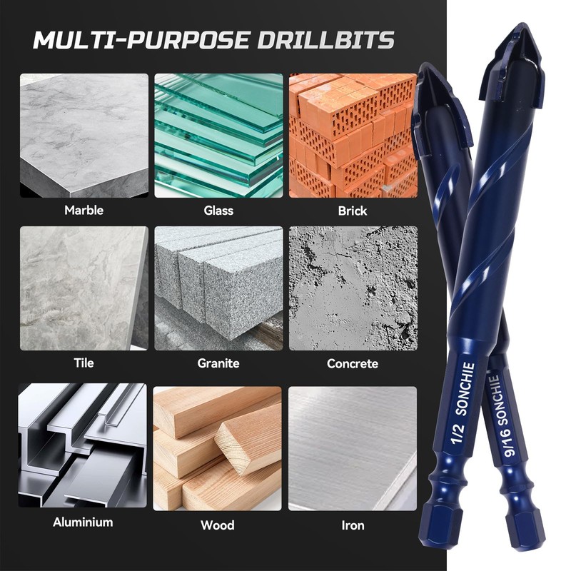 Upgraded SONCHIE Serrated Masonry Drill Bit Set - 1/4 to