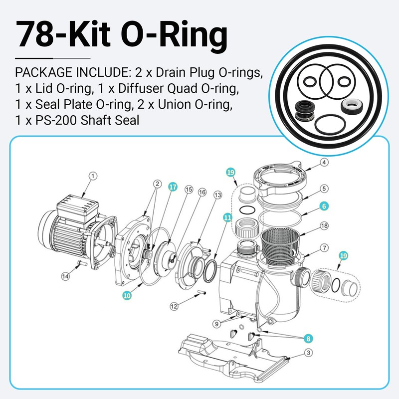 GnDaYoug Pool Pump O-Ring Rebuild Kit Fit for Pentair SuperFlo
