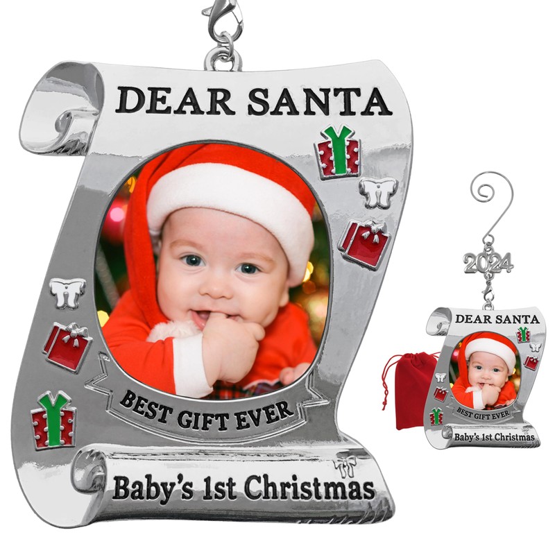 BANBERRY DESIGNS Baby's First Christmas Keepsake Photo Ornament - 2024