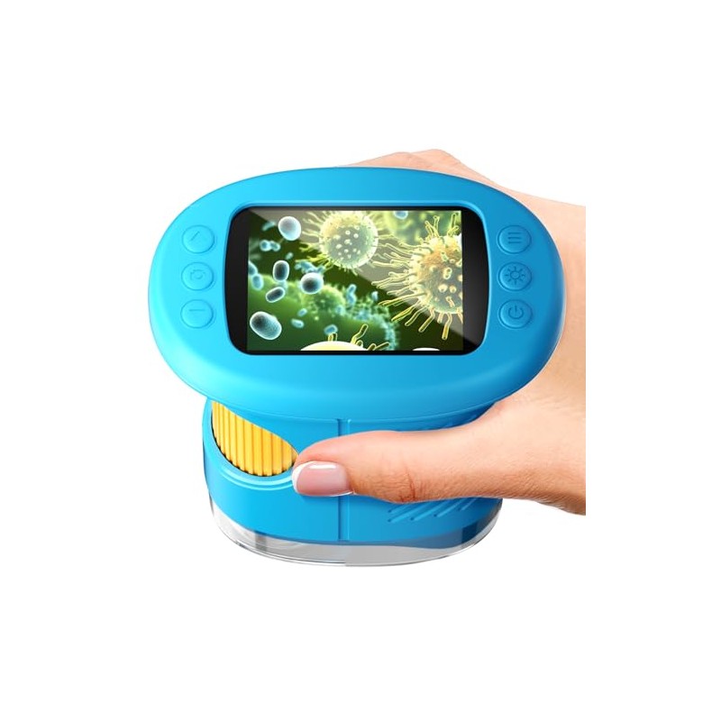 Kids Handheld Microscope Toys 4K 2.4" Screen Rechargeable Digital Kids