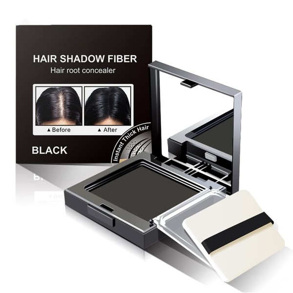 Hair Root Concealer,Hair Shadow Hairline Powder,Root Touch Up Powder,Instantly Cover Up Gray Hair Root Hair Shadow Fiber 12g Black