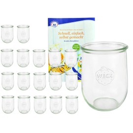 MamboCat 18er Set Weckgläser 1062 ml Tulpenform I Original Weck Tulpenglas Dessertglas I Einweckgläser für Obst Gemüse uvm I Weck Gläser ohne Deckel inkl. Diamant-Zucker Gelierzauber Rezeptheft